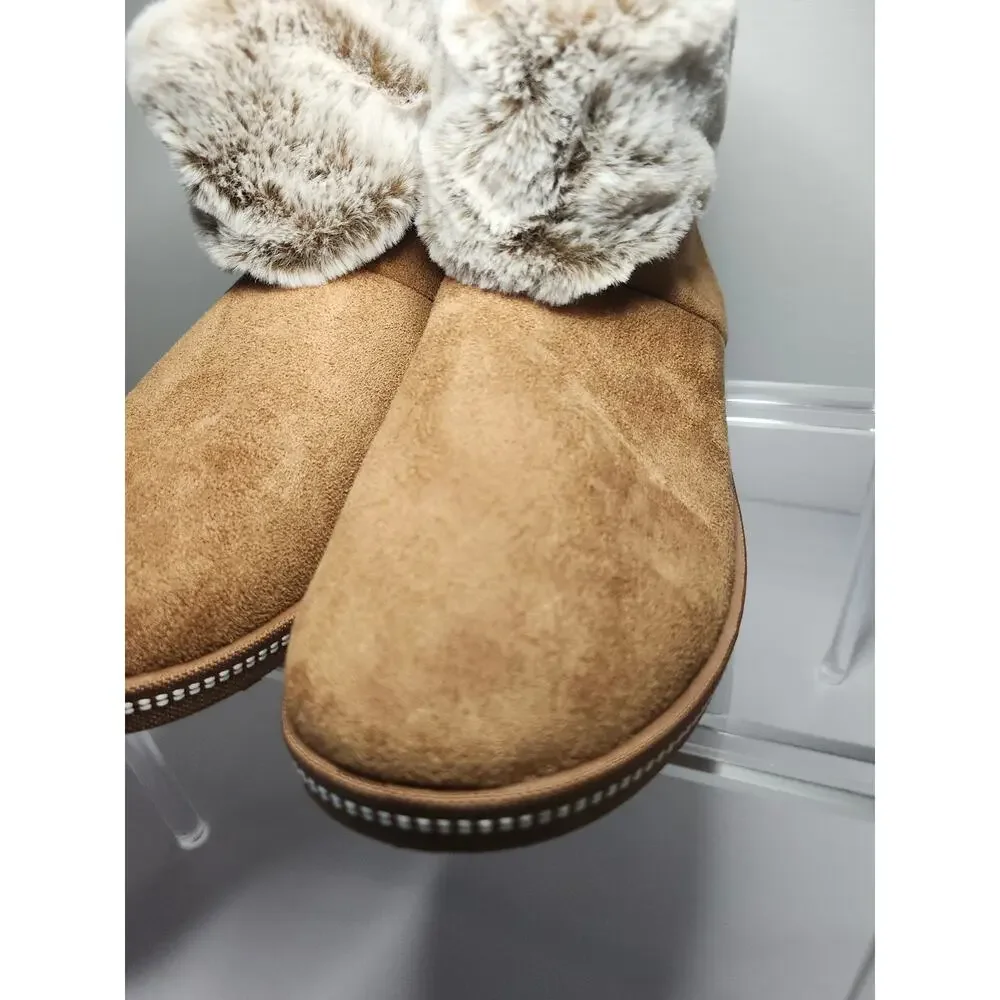 Skechers Women's Keepsakes Ankle Boots Booties Chestnut Brown Sz 8 Faux Fur
